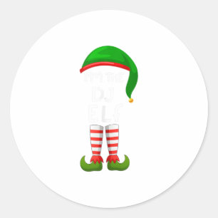 I'm The DJ Elf Funny Elf Family Match Classic Round Sticker