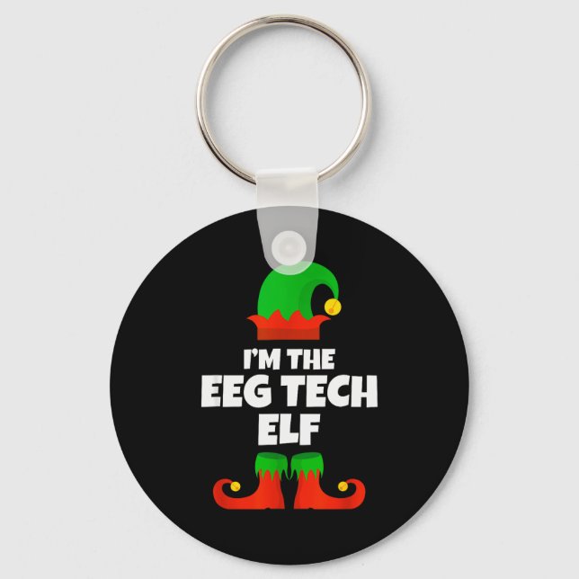 I'm The Eeg Tech Elf Family Pajama Christmas Funny Keychain (Front)