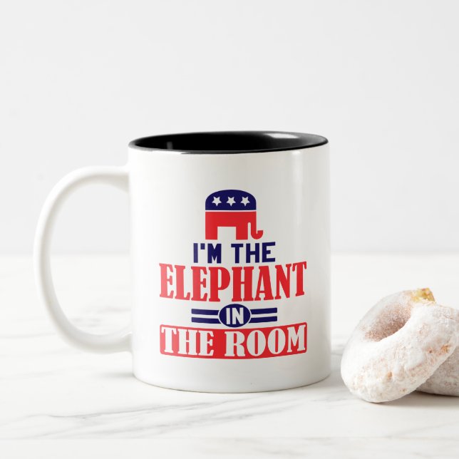 I'm the elephant in the room Two-Tone coffee mug (With Donut)