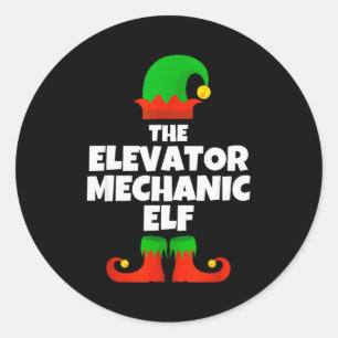 I'm The Elevator Mechanic Elf Family Pajama Christ Classic Round Sticker