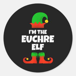 I'm The Euchre Elf Family Pajama Christmas Funny P Classic Round Sticker