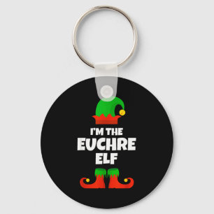 I'm The Euchre Elf Family Pajama Christmas Funny P Keychain