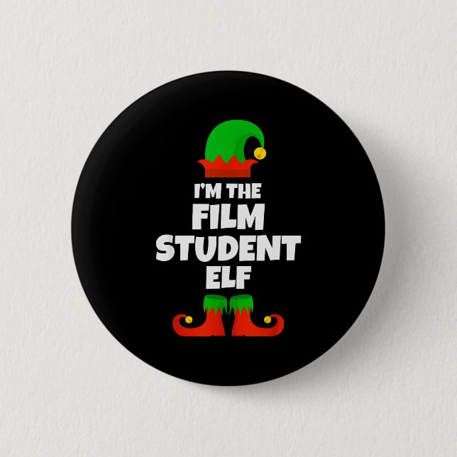 I'm The Film Student Elf Family Pajama Christmas F 2 Inch Round Button (Front)