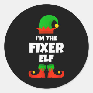 I'm The Fixer Elf Family Pajama Christmas Funny Fi Classic Round Sticker