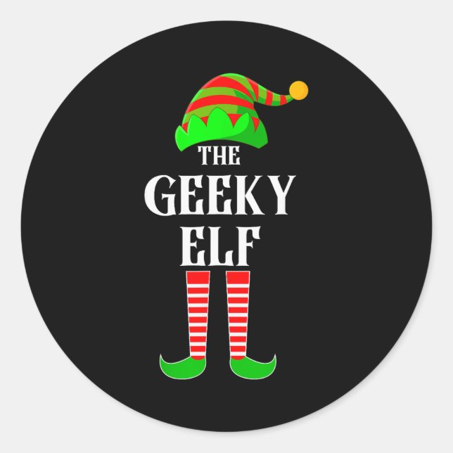 I'm The Geeky Elf Family Matching Costume Christma Classic Round Sticker (Front)