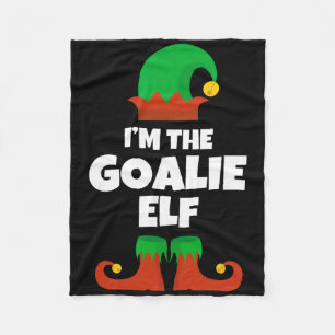 I'm The Goalie Elf Family Pajama Christmas Hockey Fleece Blanket