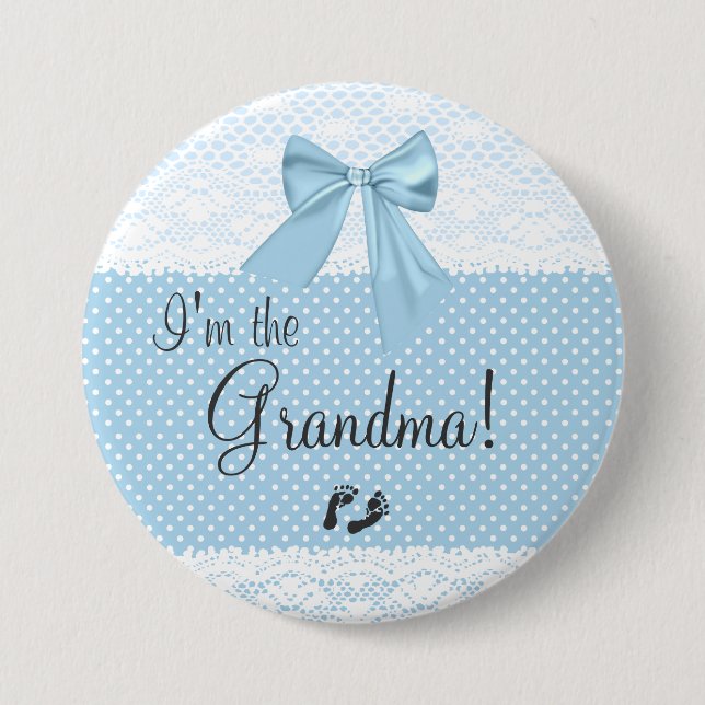 I'm The Grandma Blue Lace 3 Inch Round Button (Front)