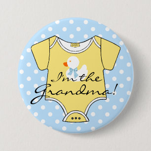 I'm The Grandma Blue Polka Dots and Yellow 3 Inch Round Button