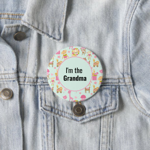 I'm the Grandma Cute Animal Pattern Button