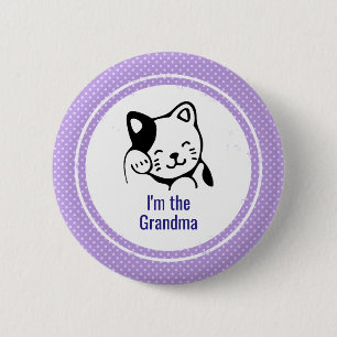 I'm the Grandma Cute Kitty Cat on Polka Dots 2 Inch Round Button