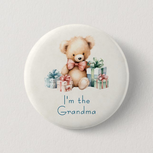 I'm the Grandma Cute Teddy Bear 2 Inch Round Button (Front)