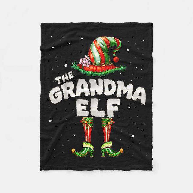 I'm The Grandma Elf Family Matching Group Christma Fleece Blanket (Front)