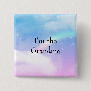 I'm the Grandma Pastel Clouds and a Rainbow 2 Inch Square Button