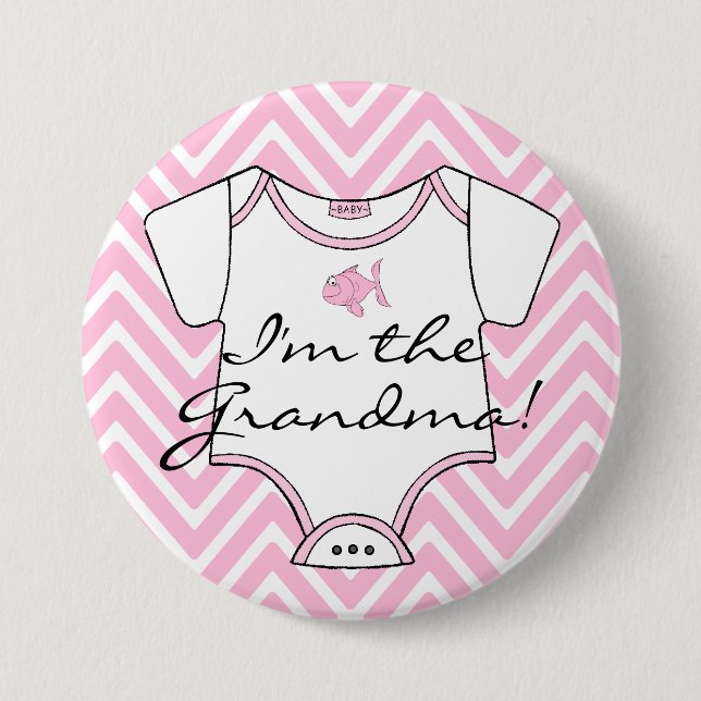 I'm The Grandma Pink Chevron 3 Inch Round Button (Front)