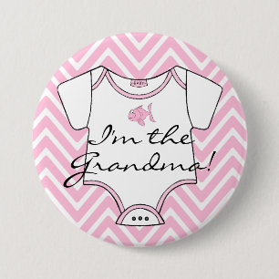 I'm The Grandma Pink Chevron 3 Inch Round Button