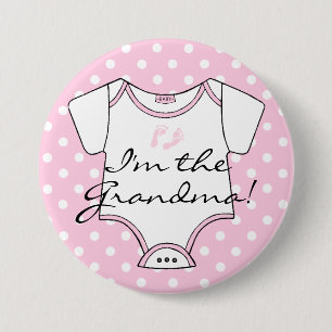 I'm The Grandma Pink Polka Dot 3 Inch Round Button