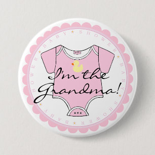 I'm The Grandma- Pink Scalloped Edge 3 Inch Round Button