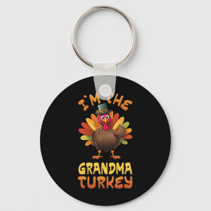 I'm The Grandma Turkey Funny Thanksgiving Family M Keychain