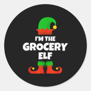 I'm The Grocery Elf Family Pajama Christmas Funny  Classic Round Sticker