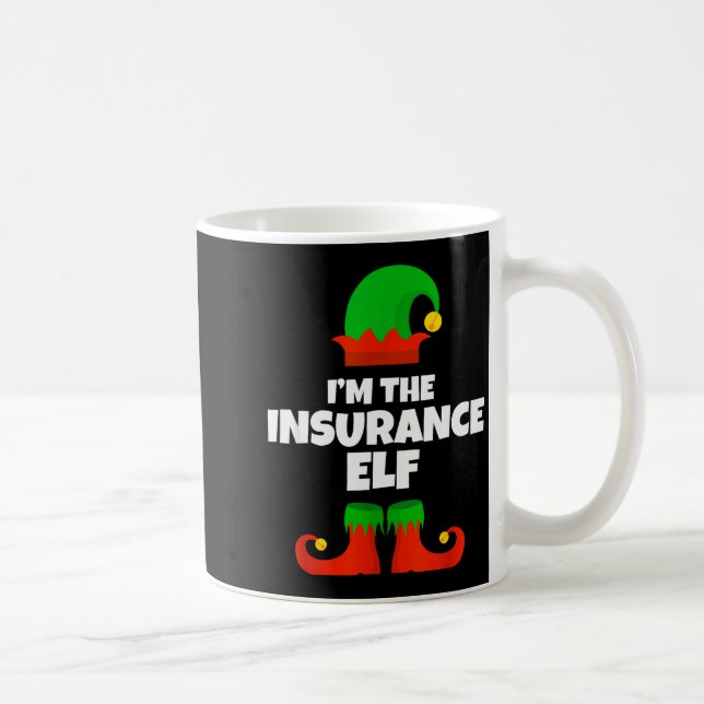 I'm The Insurance Elf Family Pajama Christmas Funn Coffee Mug (Right)