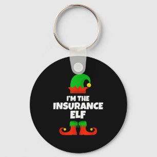 I'm The Insurance Elf Family Pajama Christmas Funn Keychain