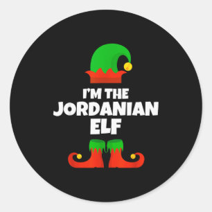 I'm The Jordanian Elf Family Pajama Christmas Funn Classic Round Sticker