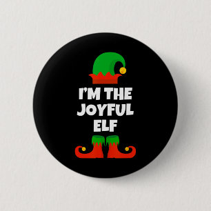 I'm The Joyful Elf Family Pajama Christmas Funny J 2 Inch Round Button