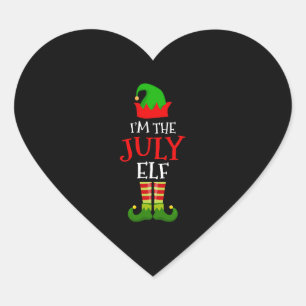 I'm The July Elf Matching Family Christmas In July Heart Sticker