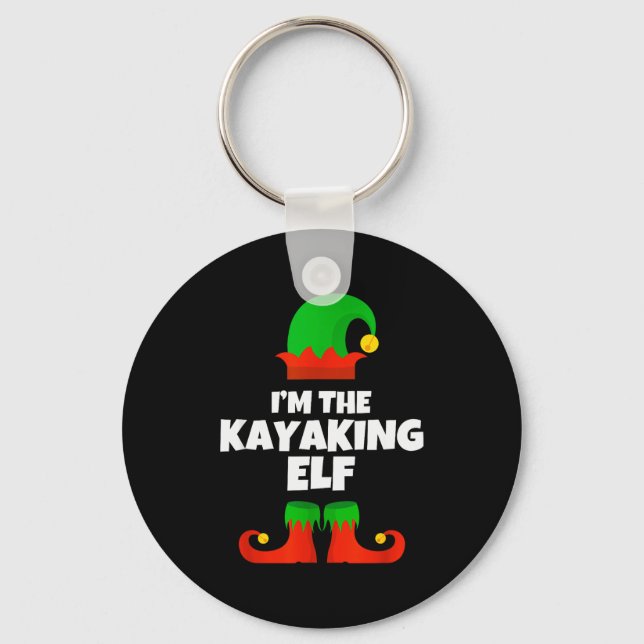 I'm The Kayaking Elf Family Pajama Christmas Kayak Keychain (Front)