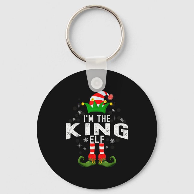 I'm The King Elf Christmas Family Pjs Costume  Keychain (Front)