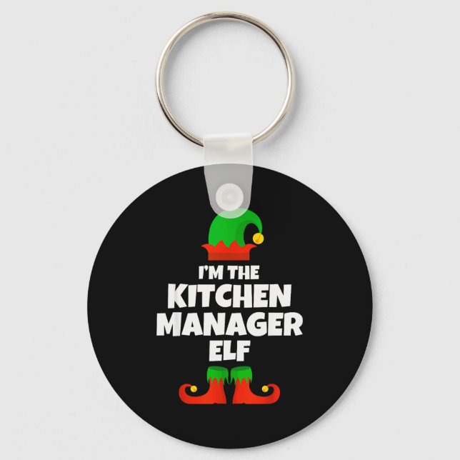 I'm The Kitchen Manager Elf Family Pajama Christma Keychain (Front)