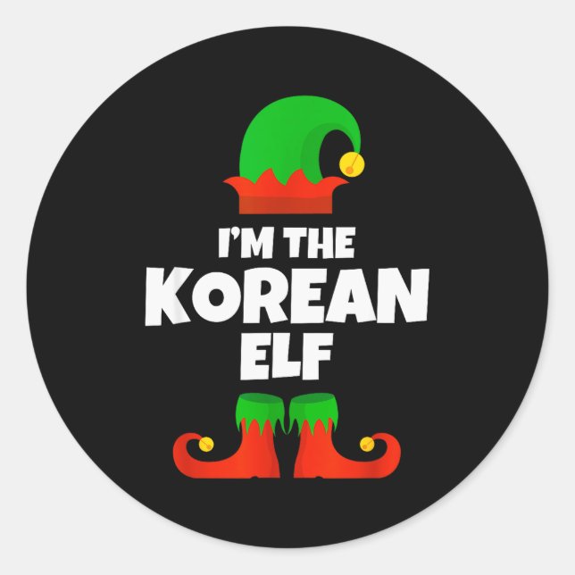 I'm The Korean Elf Family Pajama Christmas Funny K Classic Round Sticker (Front)