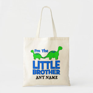 I'm The LITTLE BROTHER!  Custom Dinosaur Gift Tote Bag