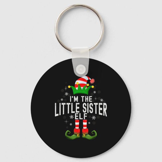 I'm The Little Sister Elf Christmas Family Pjs Cos Keychain (Front)