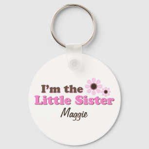 I'm The Little Sister Mod Flowers Personalized Keychain
