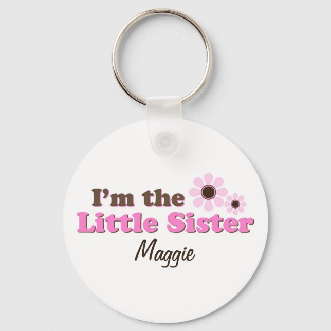 I'm The Little Sister Mod Flowers Personalized Keychain (Front)
