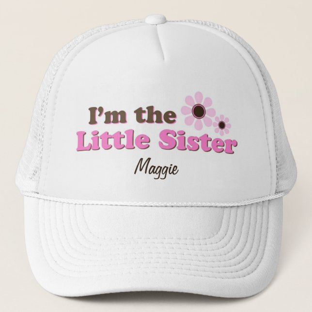 I'm The Little Sister Mod Flowers Personalized Trucker Hat (Front)