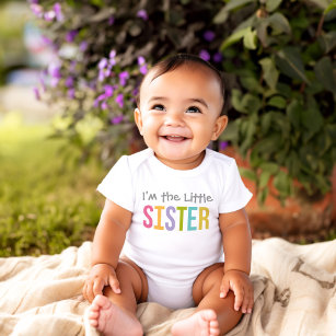 I'm the Little Sister Modern Colourful Girl's Baby T-Shirt