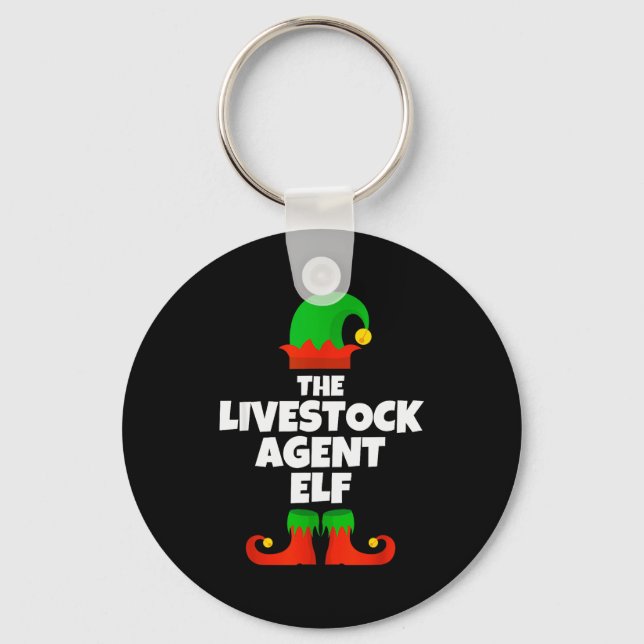 I'm The Livestock Agent Elf Family Pajama Christma Keychain (Front)