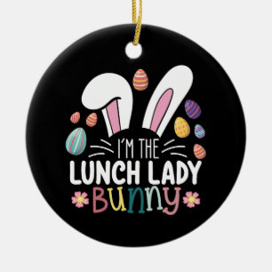 I'm The Lunch Lady Bunny Easter Matching Ceramic Ornament