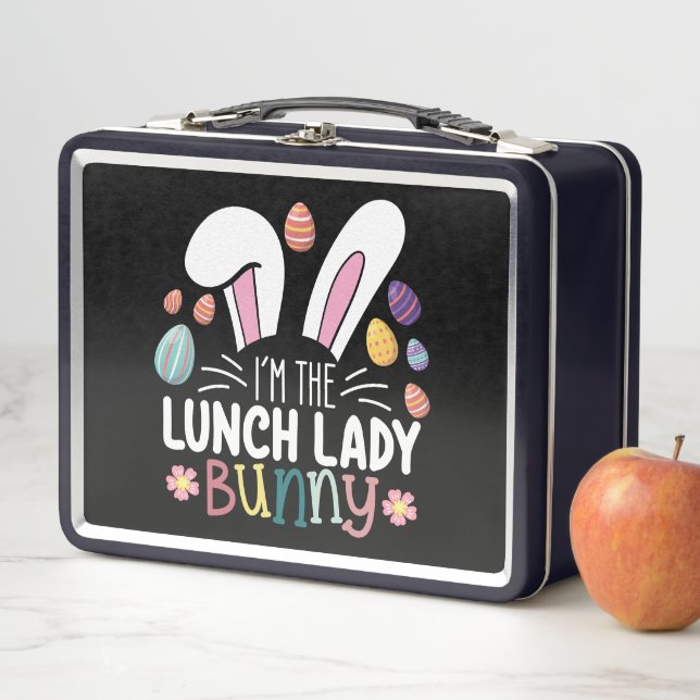 I'm The Lunch Lady Bunny Easter Matching Metal Lunch Box (In Situ)