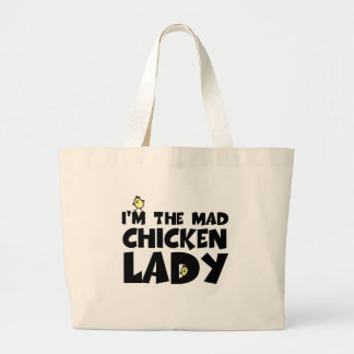 I'm the mad chicken lady large tote bag