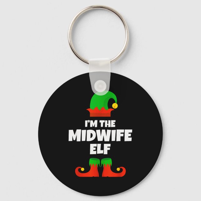 I'm The Midwife Elf Family Pajama Christmas Funny  Keychain (Front)