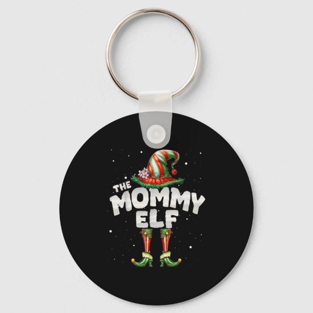 I'm The Mommy Elf Family Matching Group Christmas  Keychain (Front)