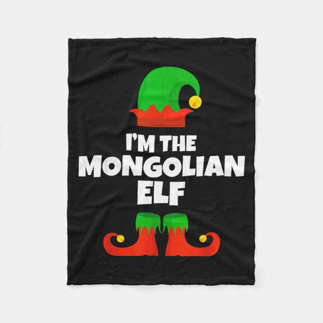 I'm The Mongolian Elf Family Pajama Christmas Funn Fleece Blanket (Front)