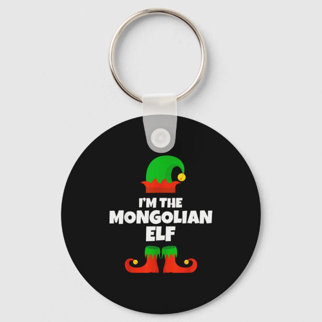I'm The Mongolian Elf Family Pajama Christmas Funn Keychain (Front)