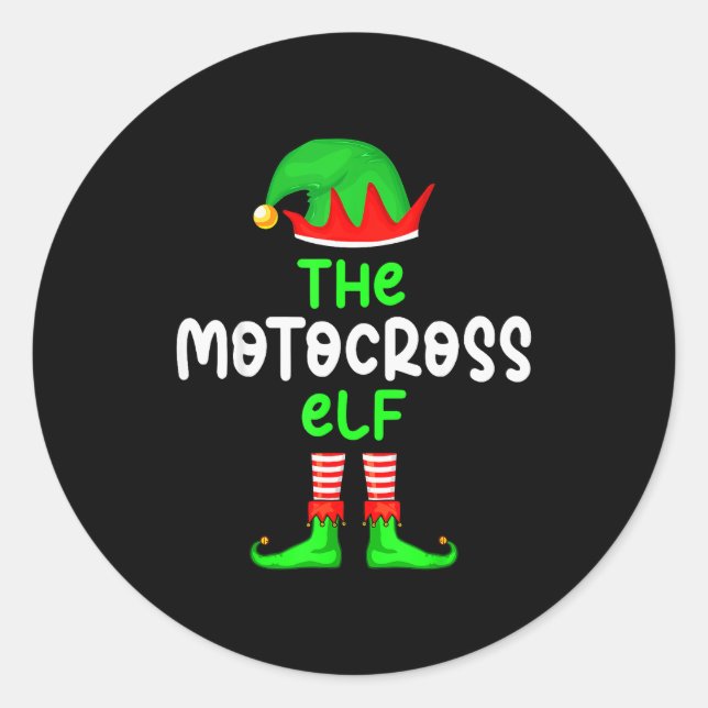 I'm The Motocross Elf Dirt Bike Christmas Matching Classic Round Sticker (Front)