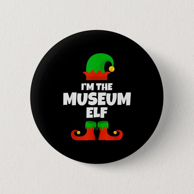 I'm The Museum Elf Family Pajama Christmas Funny  2 Inch Round Button (Front)
