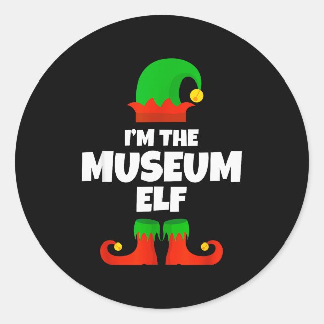 I'm The Museum Elf Family Pajama Christmas Funny  Classic Round Sticker (Front)