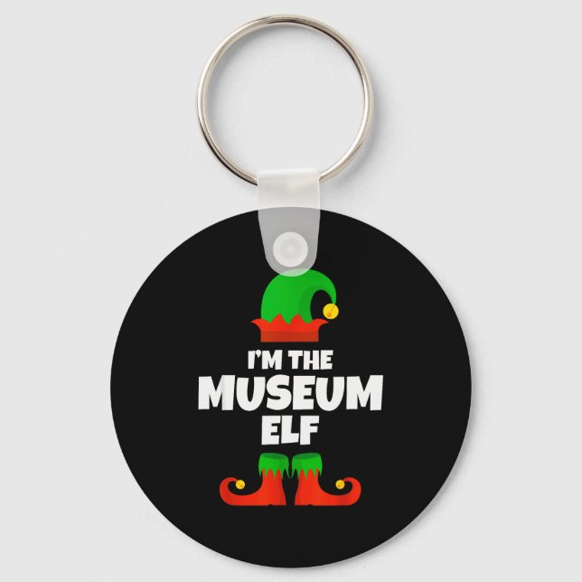 I'm The Museum Elf Family Pajama Christmas Funny  Keychain (Front)